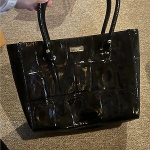 Kate Spade Black Shoulder Bag with Glossy Finish